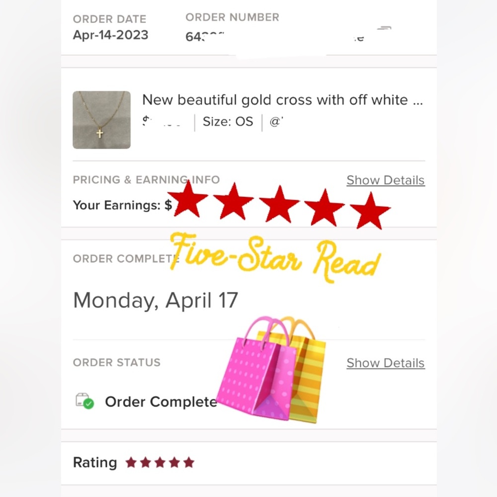 New beautiful gold cross with off white enamel on cross - Picture 2 of 5